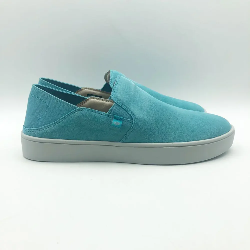 Spenco Womens Saylor Slip On Sneakers Size 7 Aqua Sea Blue Leather APMA NIB - Picture 3 of 11